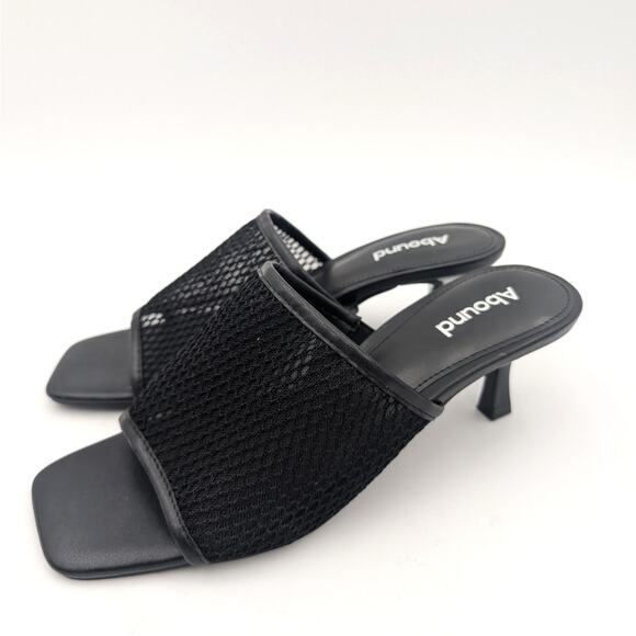 Abound Francis Heeled Slide Sandal Women's Knit Mesh Black Size US7.5M EU38 - Picture 1 of 11